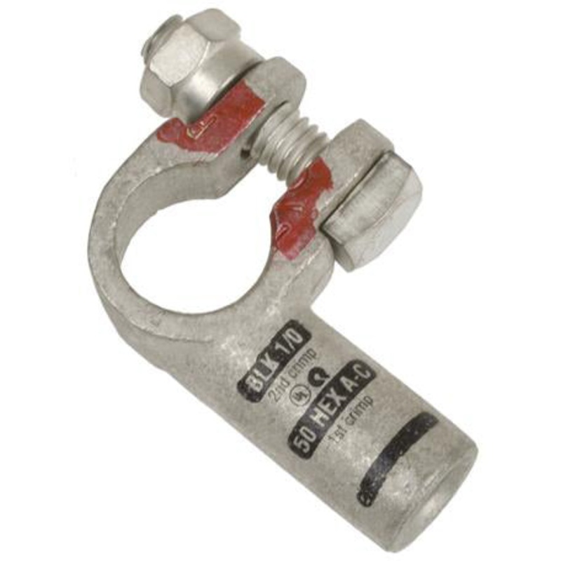2/0 AWG TOP POST – RIGHT 90 DEGREE CRIMP/SOLDER POSITIVE BATTERY TERMINAL