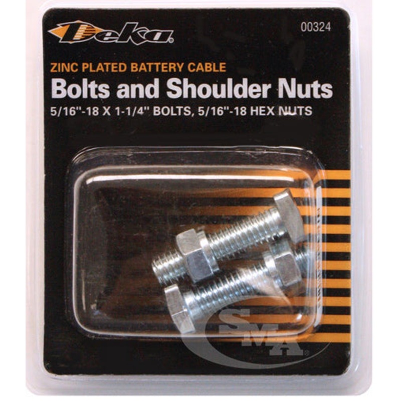 5/16-18 X 1-1/4 INCH BATTERY BOLT – SQUARE HEAD & SHOULDER NUT, TIN PLATED – CLAMSHELL OF 2