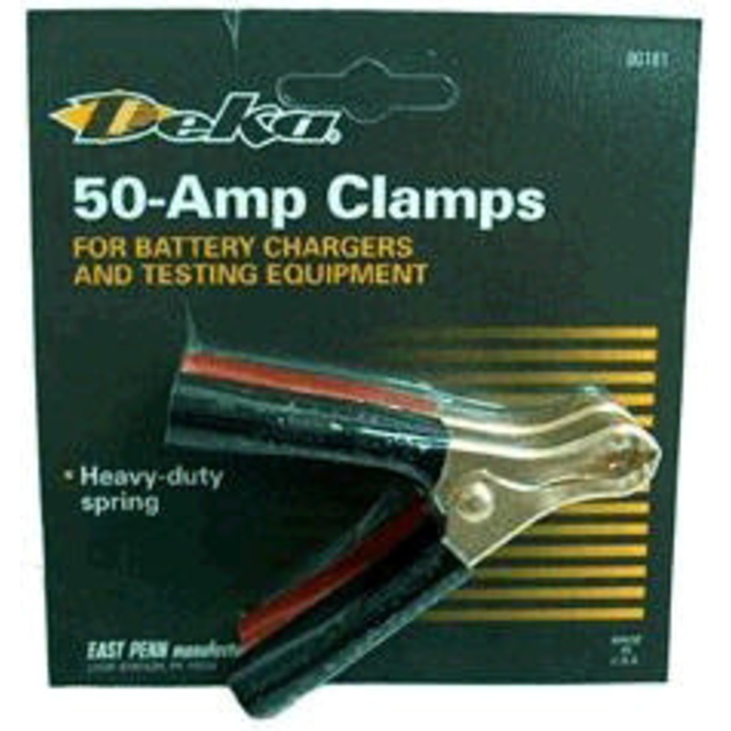 50 AMP INSULATED CHARGING CLAMPS – RED / BLACK CLAMPS ON BLISTER CARD