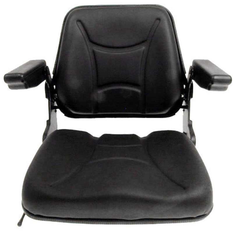 UNIVERSAL AG / INDUSTRIAL SEAT WITH FOLDING BACK & ARMS – BLACK VINYL