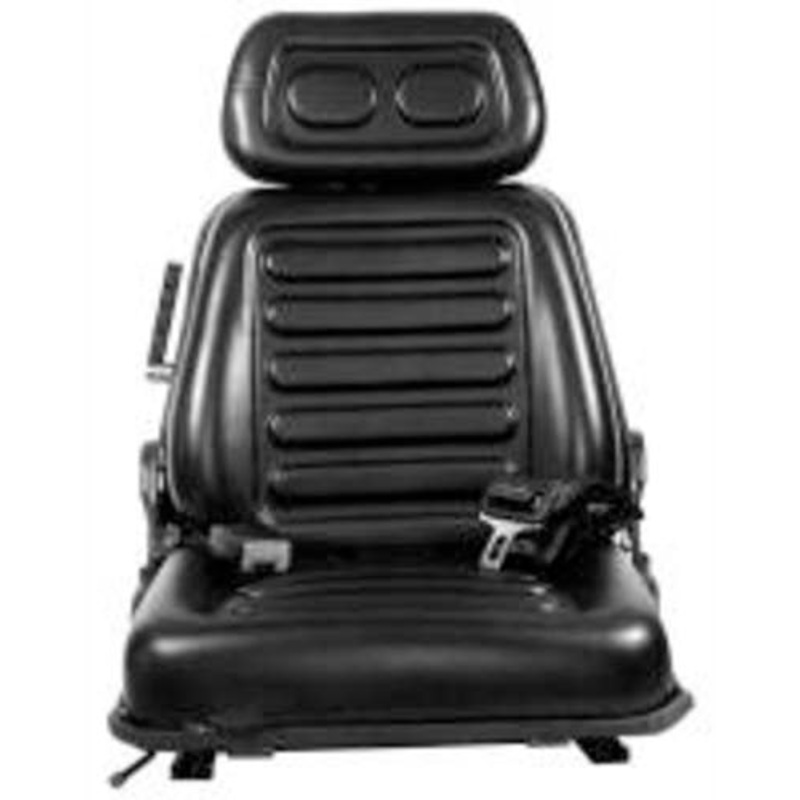 UNIVERSAL AG / INDUSTRIAL SUSPENSION SEAT WITH SEATBELT & HEADREST – BLACK VINYL