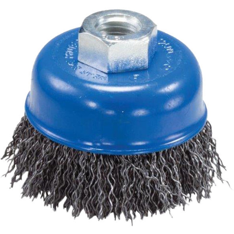 CRIMPED WIRE CUP BRUSH – 4 X 5/8-11 THREAD FOR ANGLE GRINDER