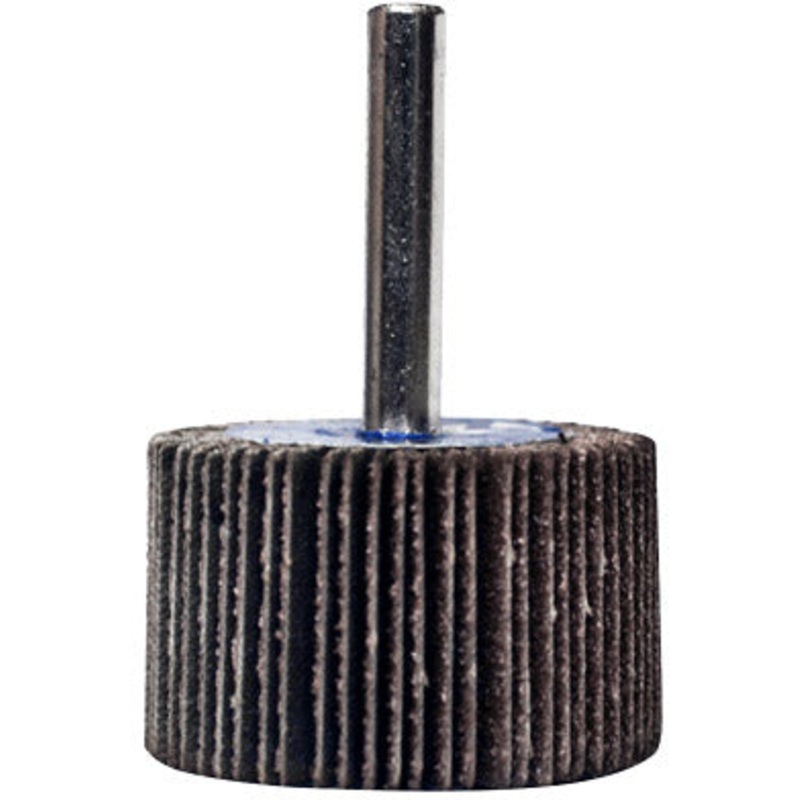 MOUNTED FLAP WHEEL – 3 X 1 WITH 1/4 SHANK – 80 GRIT
