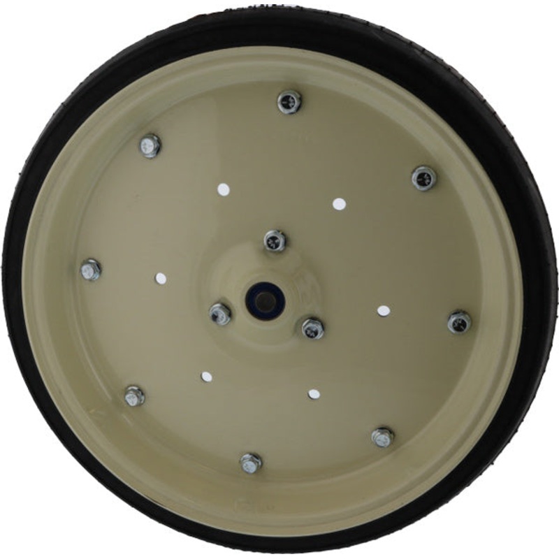 4-1/2 INCH X 16 INCH PLANTER WHEEL – OFF WHITE STEEL WHEELS  STEM BEARING WITH CROSS HOLE