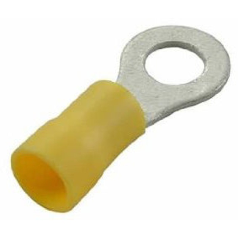 RING TERMINAL INSULATED YELLOW 12-10AWG 1/4” 12PK