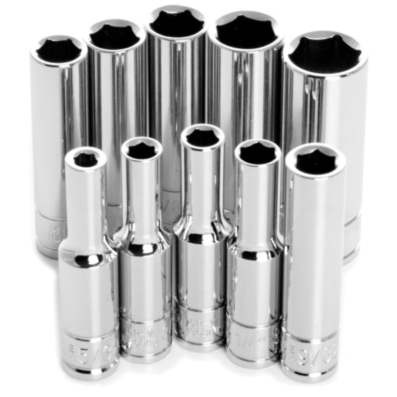 6PT SAE DW SKT SET – 10PC DR X 1/4