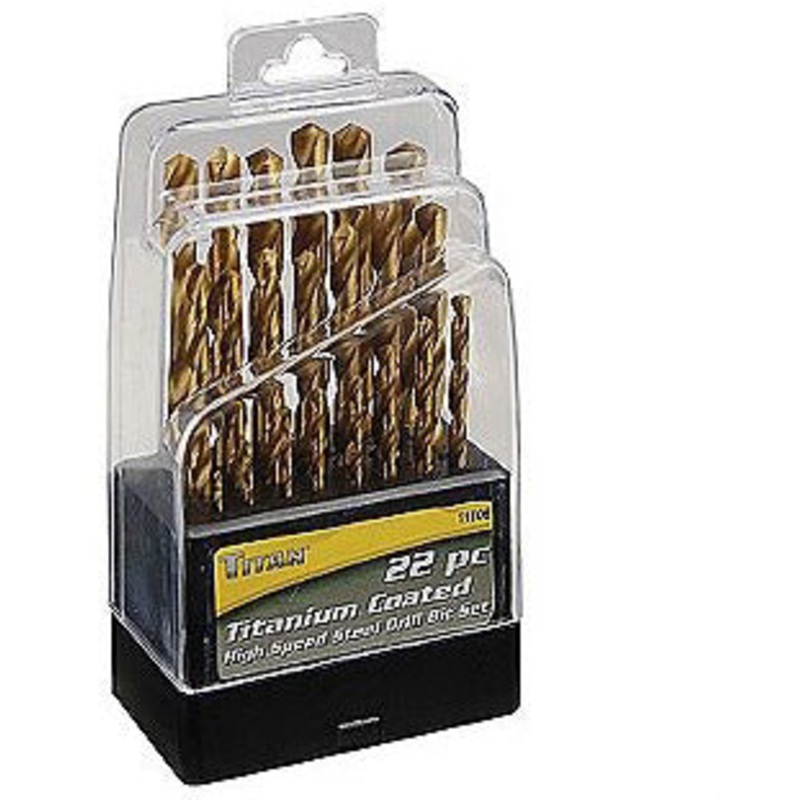 22 PC TITANIUM COATED DRILL BIT SET