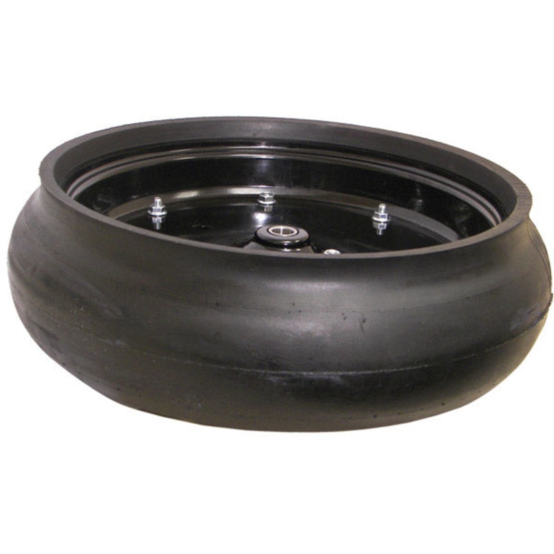 4-1/2  INCH x 15-1/2 INCH GAUGE WHEEL ASSEMBLY – REDUCED INNER DIAMETER TIRE – BLACK STEEL WHEELS WITH NYLON COVER