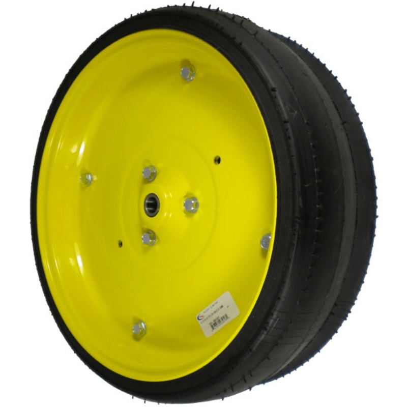 4-1/2 INCH X 16 INCH PLANTER WHEEL – YELLOW STEEL WHEELS  40MM BEARING 5/8 ID