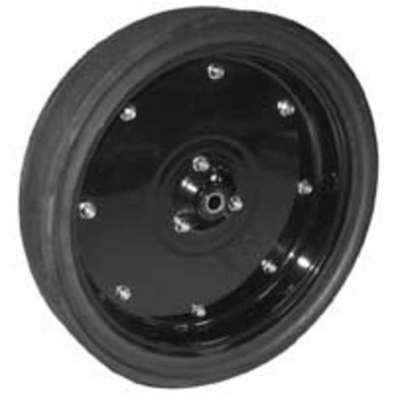 4-1/2 INCH X 16 INCH PLANTER AND GRAIN DRILL WHEEL ASSEMBLY – BLACK STEEL WHEELS WITH BLACK NYLON COVER   40MM BEARING AA66604 / AN281360