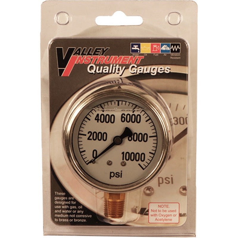 10,000 PSI LIQUID FILLED / STAINLESS GAUGE – 2-1/2 DIAMETER