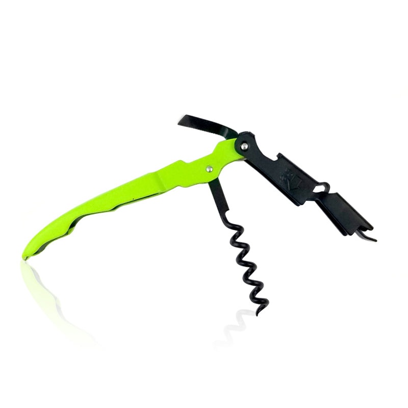 BarConic Neon Green and Black Double- Hinged Corkscrew with Black Worm