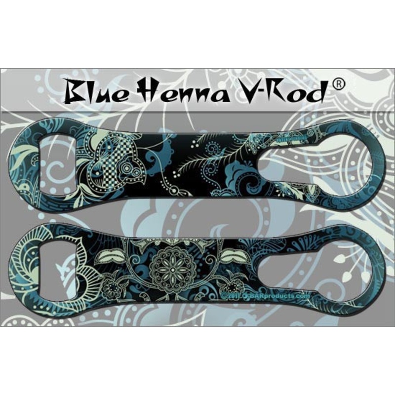 Blue Henna Pattern V-Rod Bottle Opener