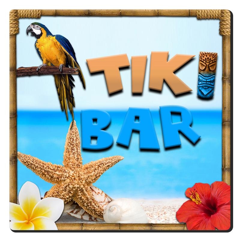 3.5in Foam Square Coaster – Tiki Beach Theme