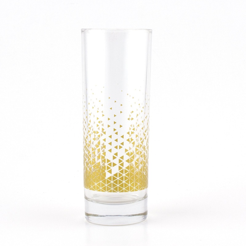 BarConic Gold Geometric Pattern Highball Glass  – 9.5 oz