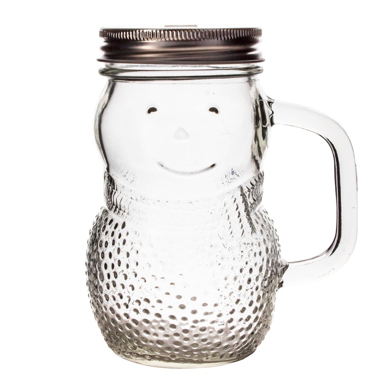 BarConic Snowman Mason Jar with Handle – 16oz
