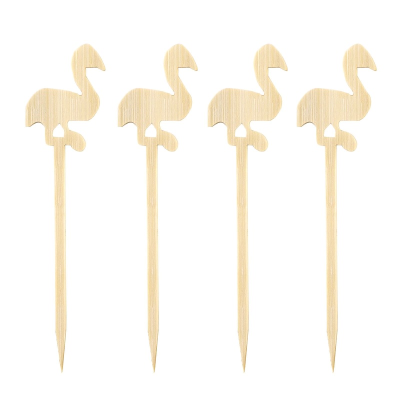 BarConic Wooden Flamingo Cocktail Picks – 100 pack