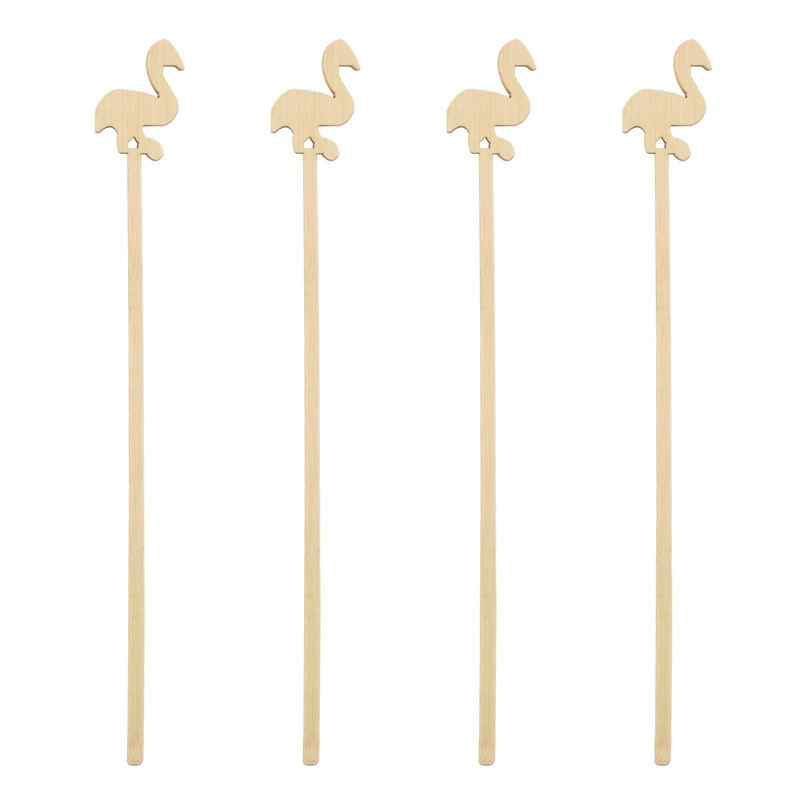BarConic Wooden Flamingo Swizzle Sticks – 100 pack