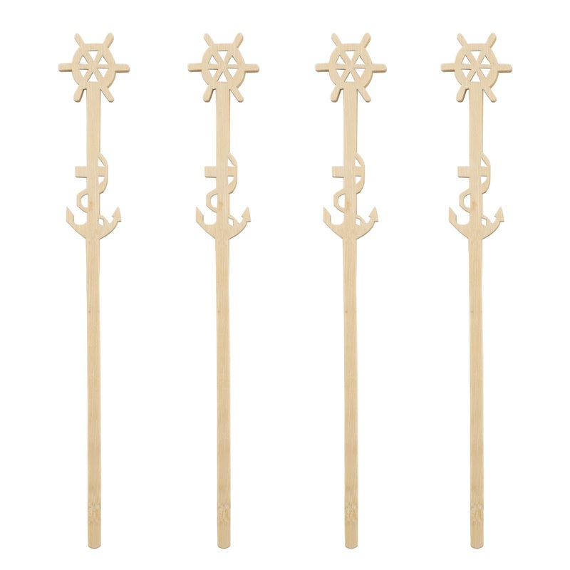 BarConic Wooden Sailor Swizzle Sticks – 100 pack