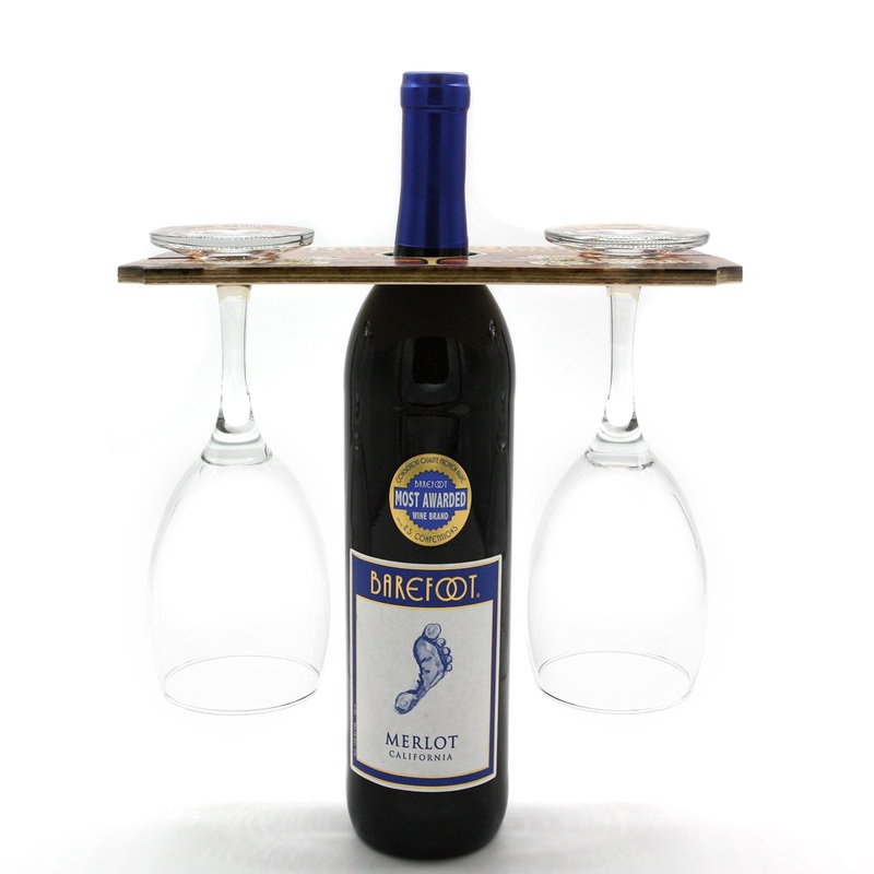 CUSTOMIZABLE WOODEN WINE GLASS CADDY – RUSTIC WOOD FAMILY