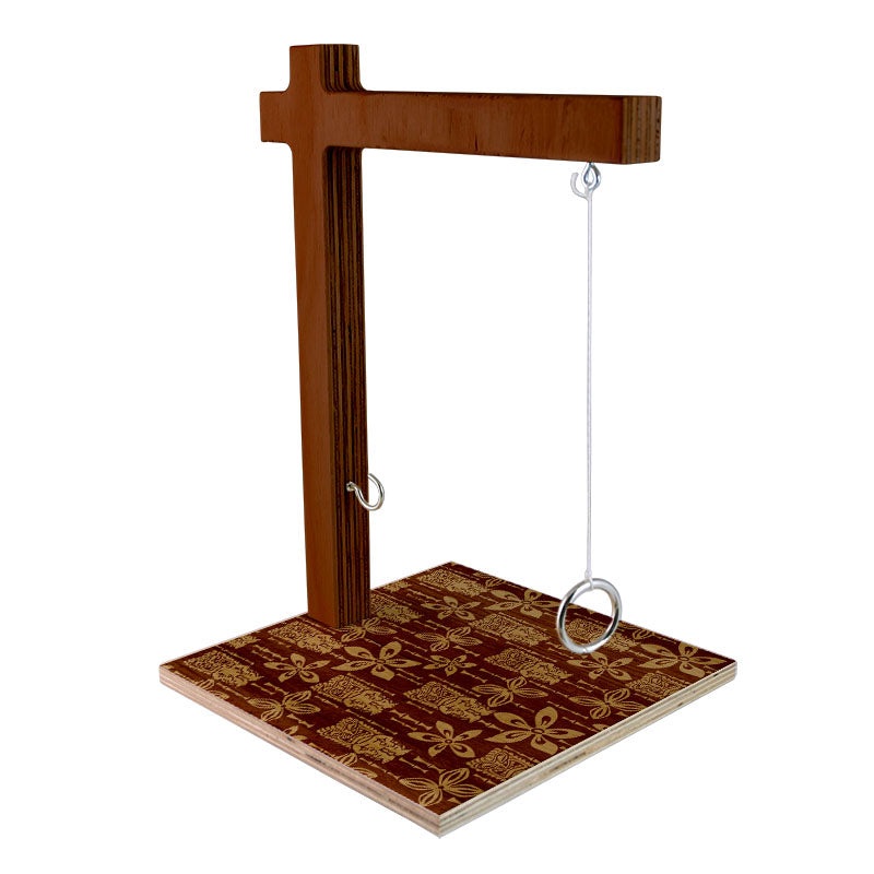 Large Tabletop Ring Toss Game – Tiki Wood