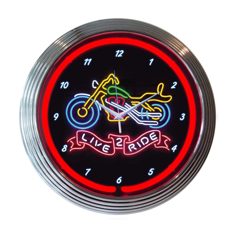Live to Ride Neon Clock – 15 Diameter