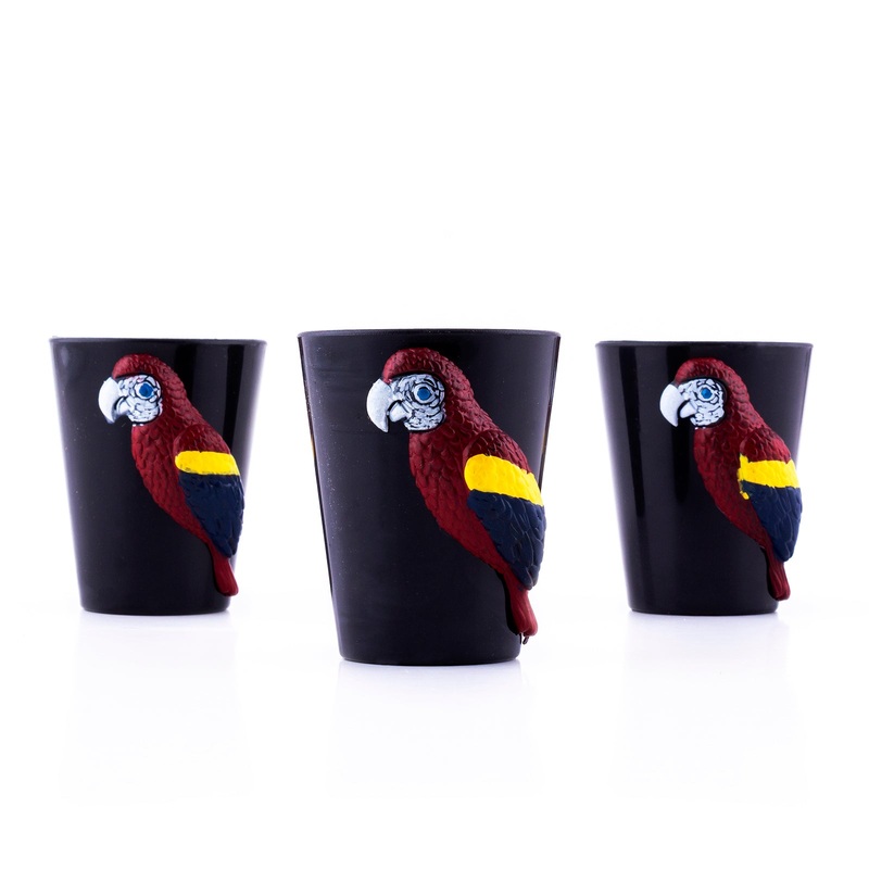 Parrot Luau Plastic Shot Glasses – Pack of 3