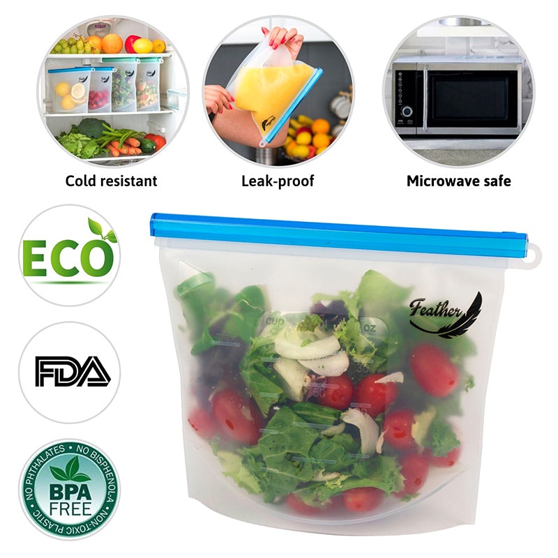 Silicone Food Storage Bags  Reusable – 4 Pack