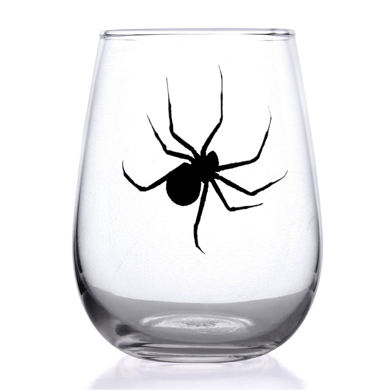 Stemless Wine / Cocktail Glass – Spider Design – 17oz