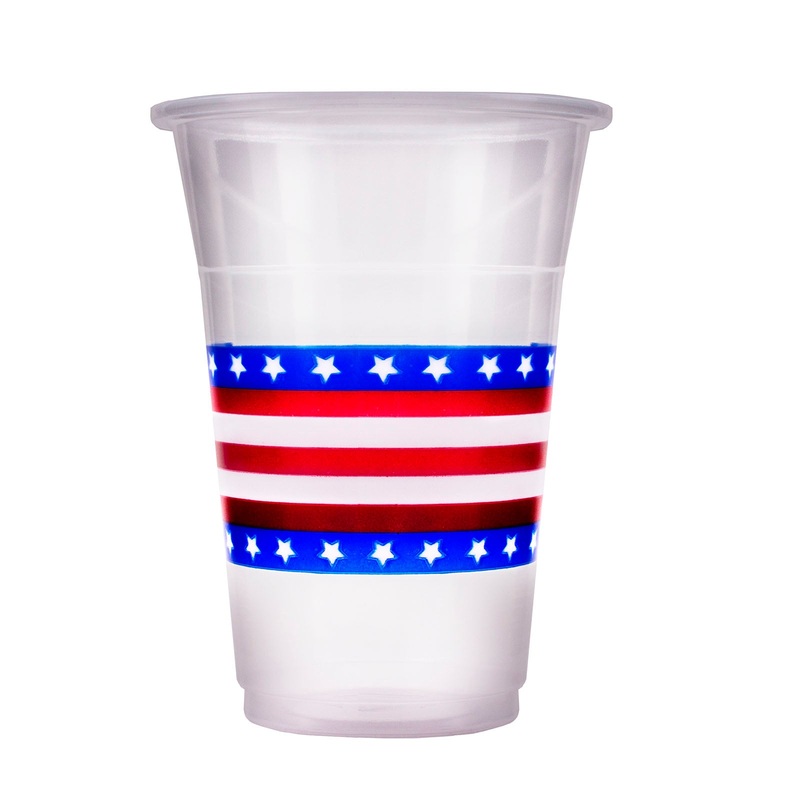 16 ounce – Soft Plastic Cups – Flag 20 Ct.