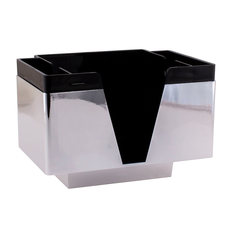 3 COMPARTMENT NAPKIN BAR CADDY – BLACK AND CHROME