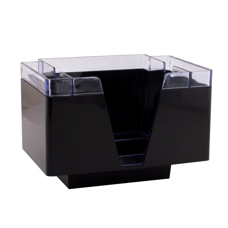 3 COMPARTMENT NAPKIN BAR CADDY – BLACK AND CLEAR