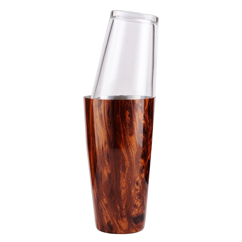 BarConic Wood Grain Look Boston Shaker Set