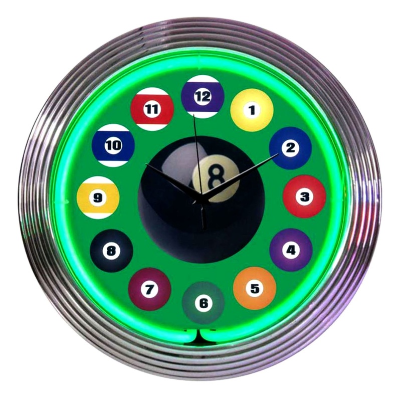 Billiard Ball Neon Clock – 15 Diameter