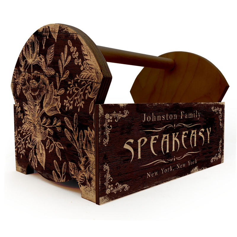 Speakeasy Wooden Condiment Caddy w/ Handle – Customizable