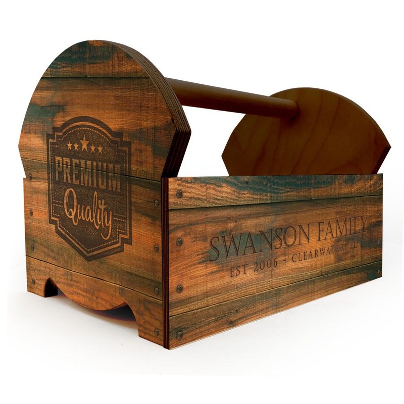 Vintage Box Wooden Condiment Caddy w/ Handle – Customizable