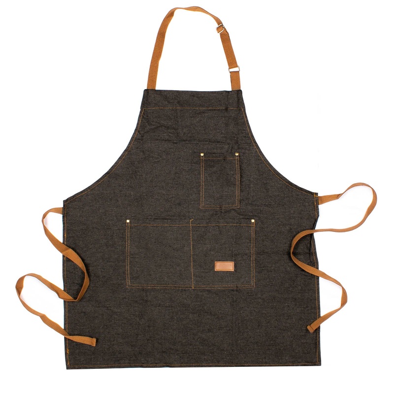 BarConic Black Denim Apron w/ Adjustable Straps