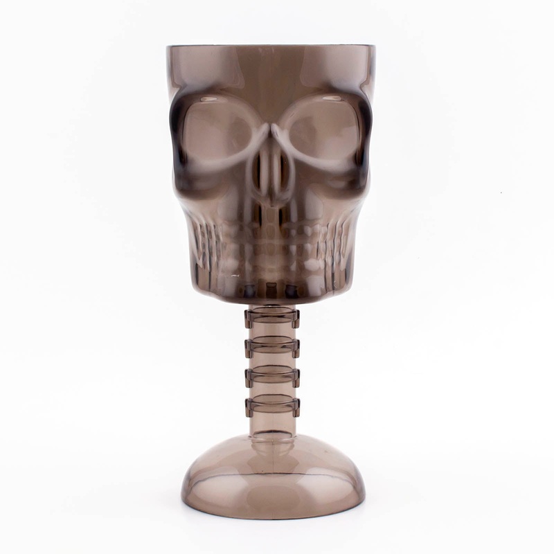 BarConic Plastic Stemmed Skull Cup – 12 ounce – Smoke