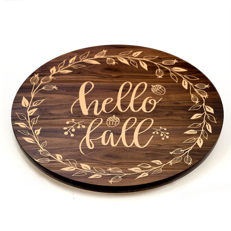Hello Fall Lazy Susan – Size Options – Handcrafted in USA