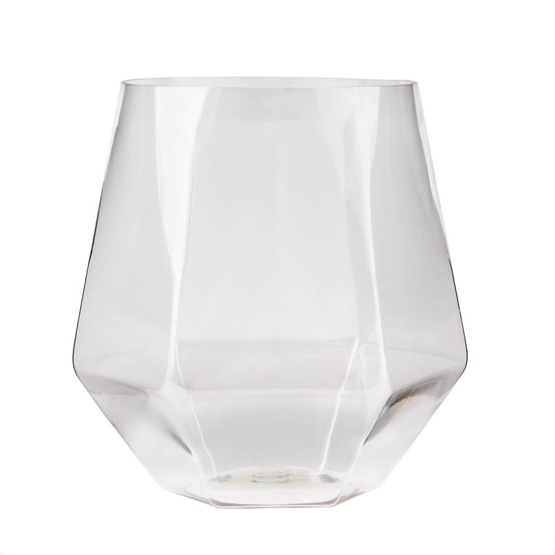 Plastic Stemless Wine Glasses – Diamond-Shaped – 12 pack – 12oz