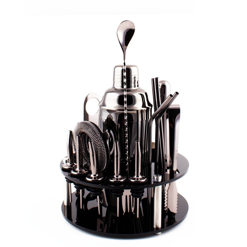 Bar Tool Set w/ Stand – Gunmetal – 12 piece Set