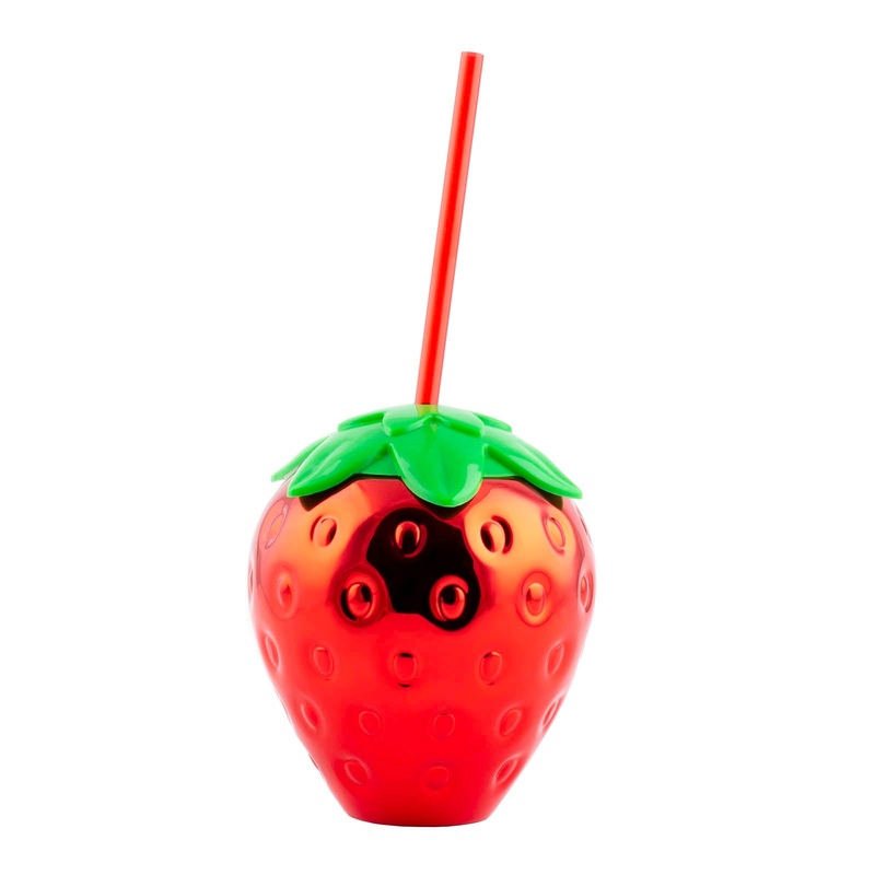 BarConic Strawberry Tumbler Cup w/ Straw – 21 ounce