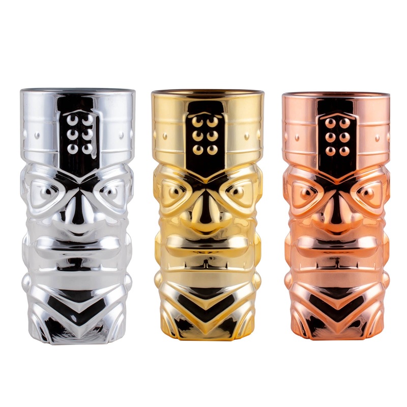 BarConic Tiki Glass – Metal Plated – 15 ounce – (Color Options)