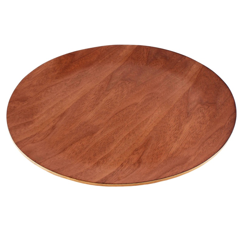 BarConic Wood Tray – Round – Walnut – 13 inch