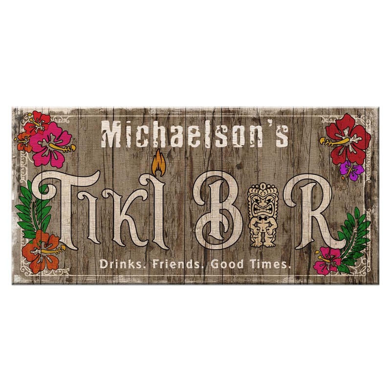 CUSTOMIZABLE Large Plank Sign – 11 3/4 x 23 3/4 – Tiki – Multiple Color Options