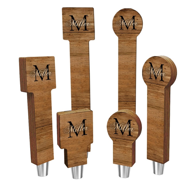 CUSTOMIZABLE Wooden Tap Handles – Monogram Design – 2 Styles in 3 Sizes
