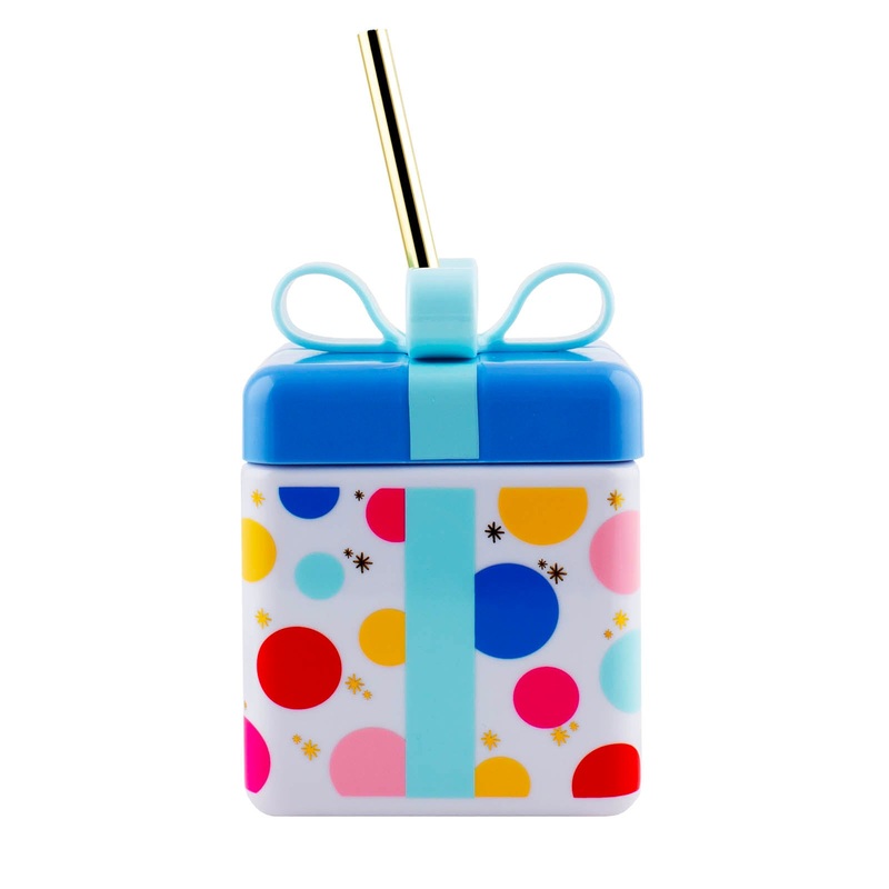 Novelty Birthday Present Cup W/Lid & Straw – 18 ounce