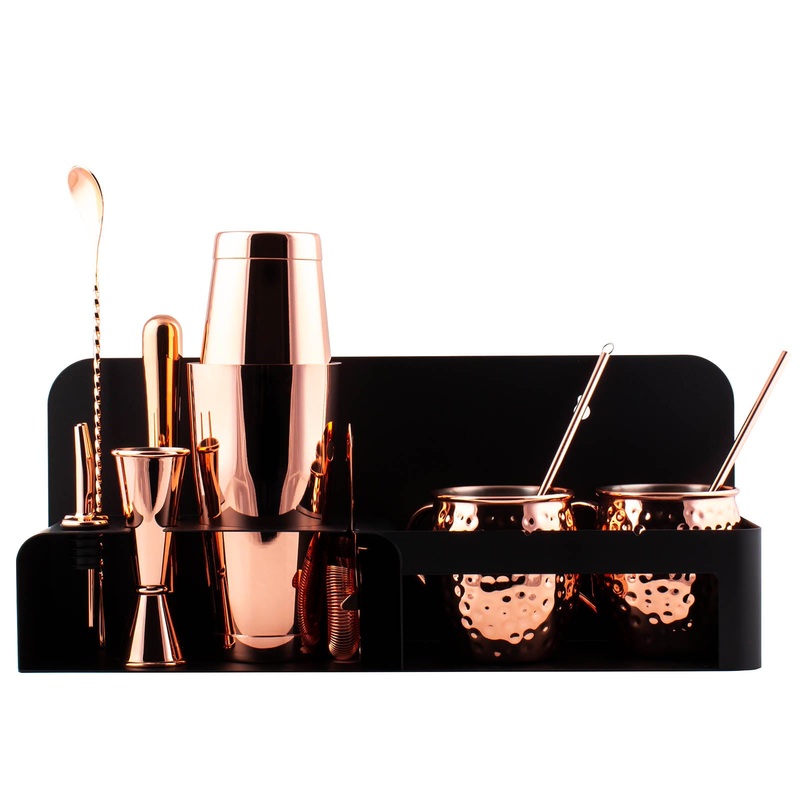 Wall Mount Bar Set – Copper Plated – 14 piece