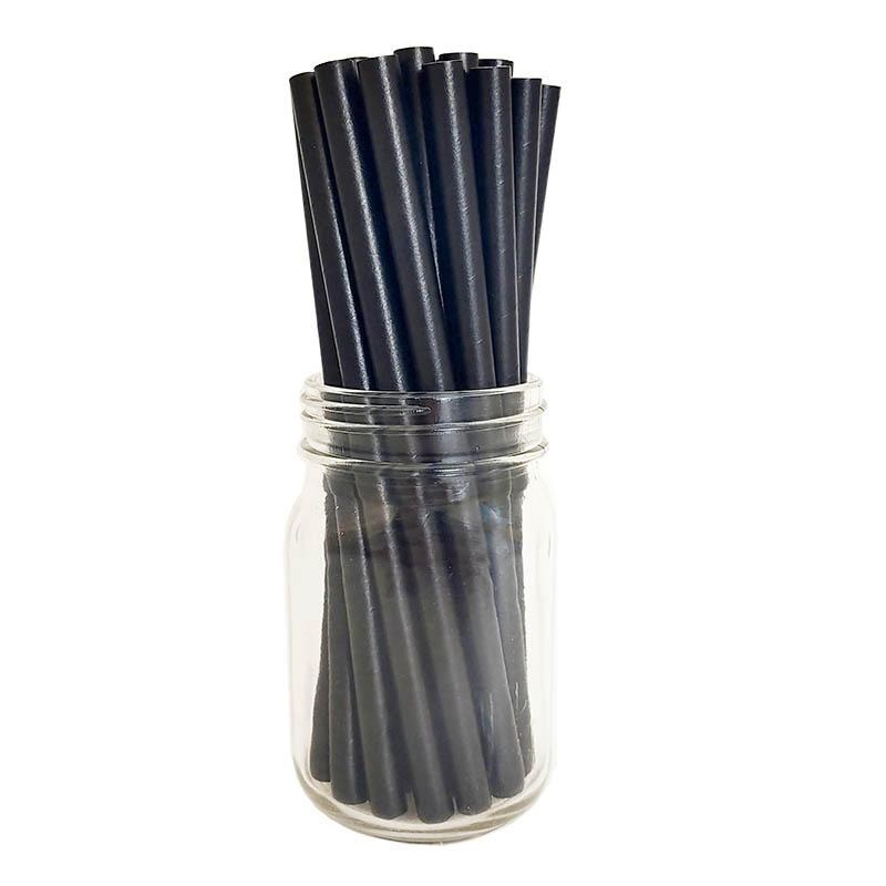 BarConic Eco-Friendly Jumbo Paper Straws – 7 3/4 Solid Black – 100 pack