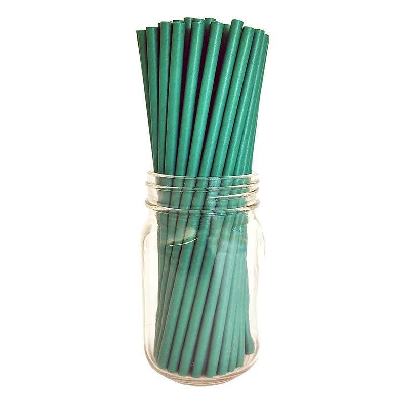 BarConic Eco-Friendly Paper Straws – 7 3/4 Solid Green – 100 pack
